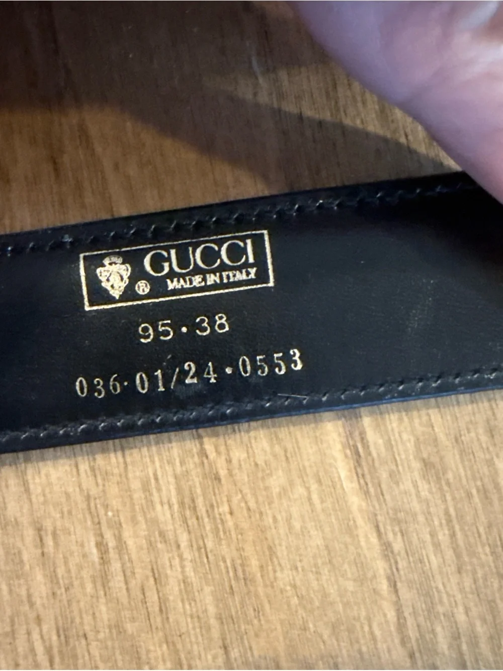 GUCCI Interlocking G Buckle Belt Black Brown Vintage Leather Size 95 38 New